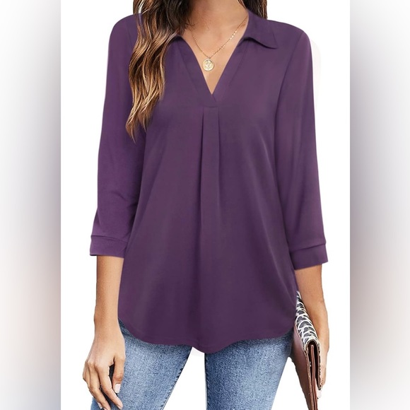 4/$20 Timeson eggplant color blouse - Picture 7 of 7